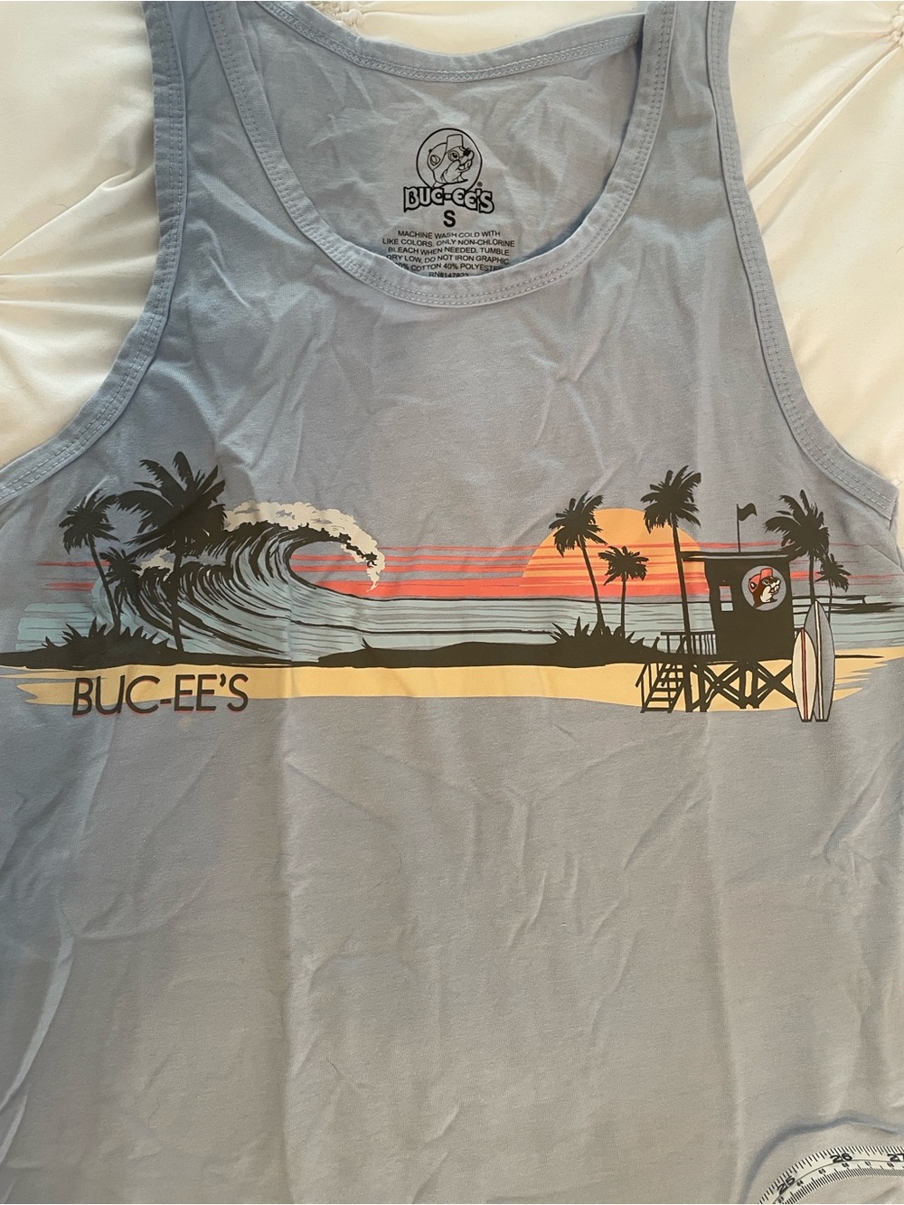 Bucees Light Blue Surf Graphic Tank Top -   Unisex - Picture 4 of 6